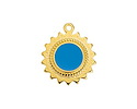 24K Gold (plated) Cornflower Enamel Sun Focal 18x21mm
