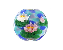 Grace Lampwork Water Lily Pond Lentil Focal 25mm