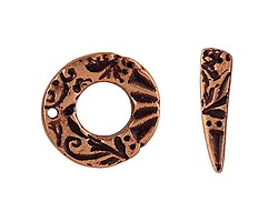 TierraCast Antique Copper (plated) Flora Toggle Clasp 19mm, 20x5mm bar