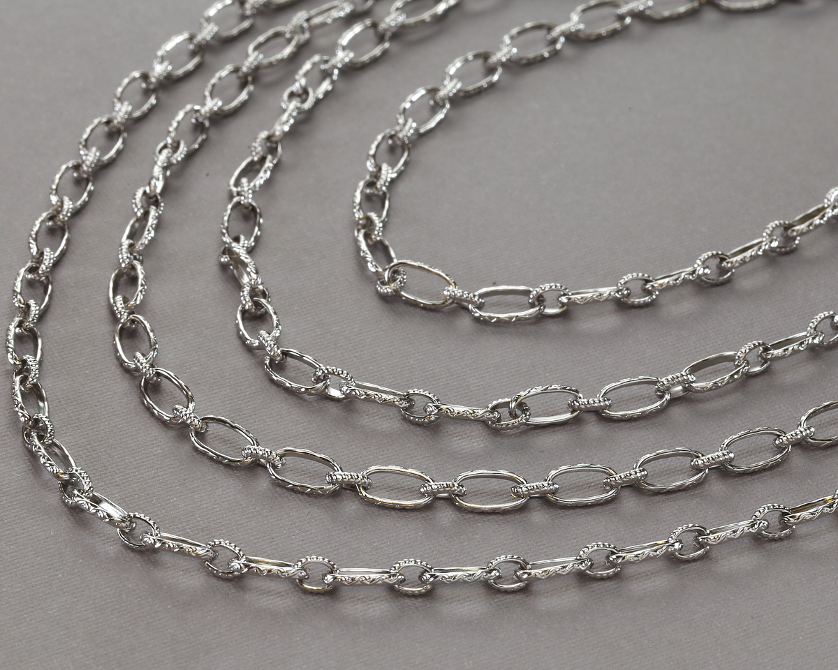 Stainless Steel 1:1 Textured Cable Chain, 5' Package
