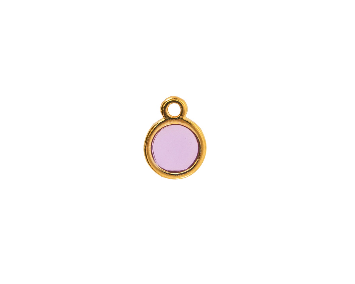24K Gold (Plated) Transparent Lilac Resin Round Focal 8x11mm