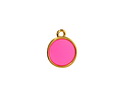 24K Gold (Plated) Transparent Paradise Pink Resin Round Focal 12x14mm