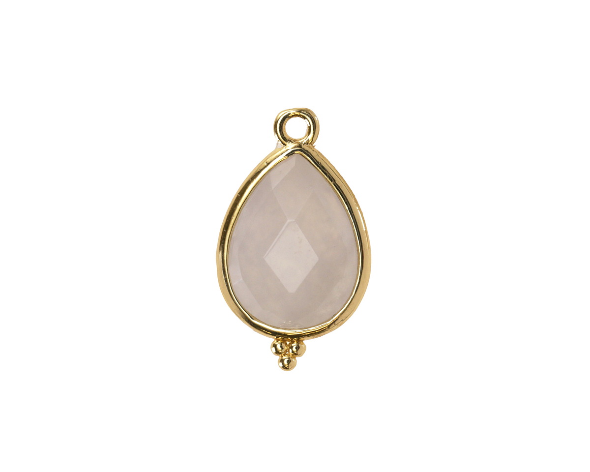 Blue Rose Quartz w/ Gold Finish Faceted Teardrop Focal 12x21mm