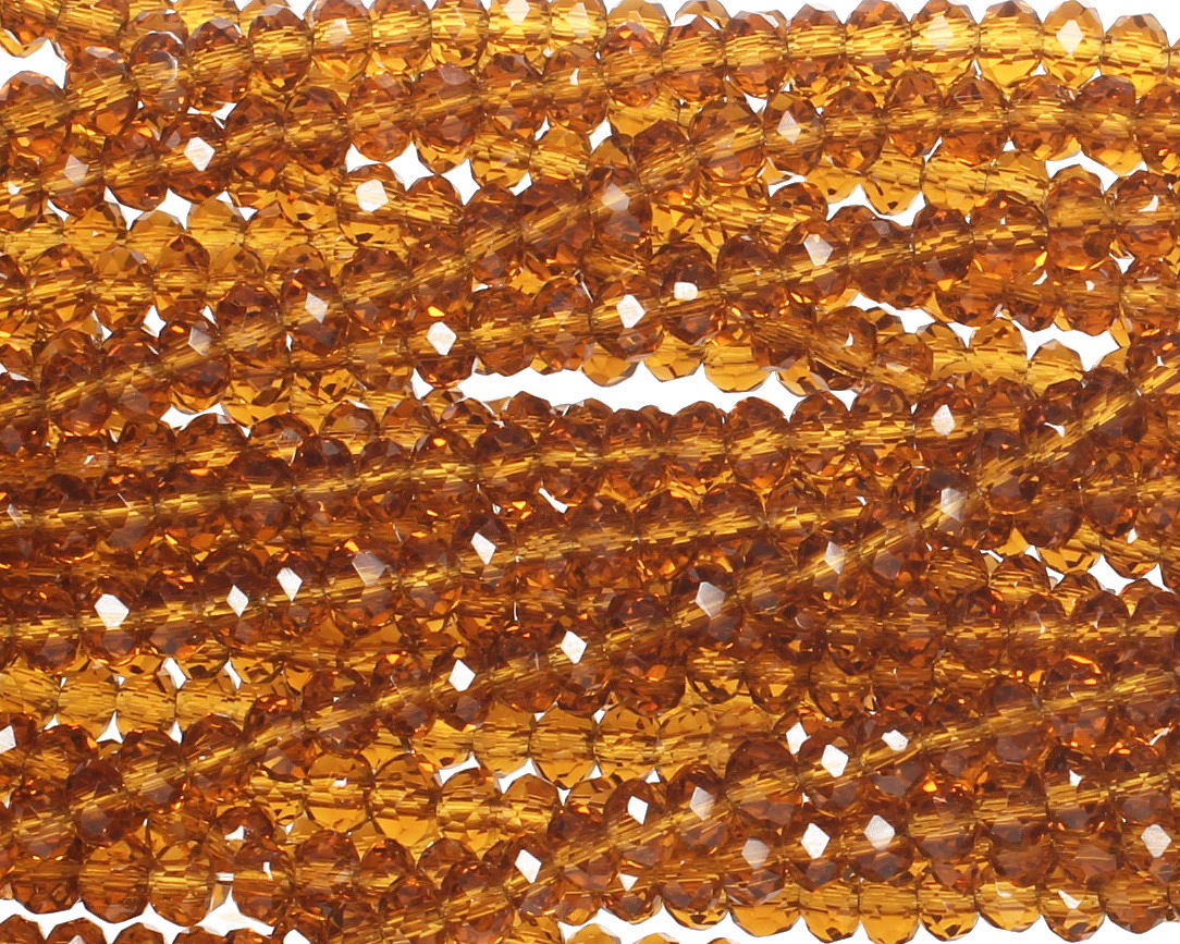 Dark Topaz Crystal Faceted Rondelle 3mm