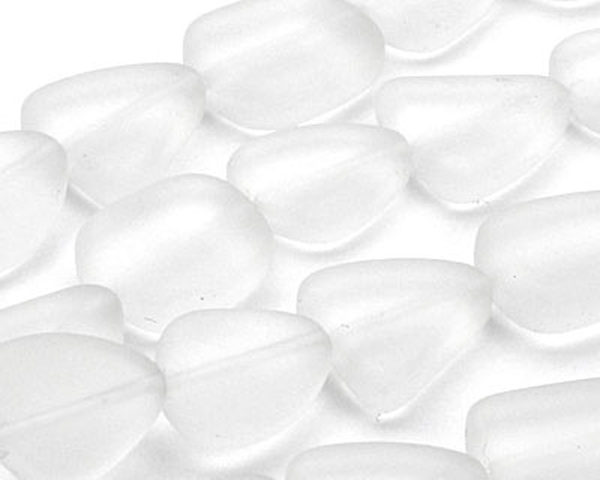 Crystal Beach-Style Glass Flat Freeform 15x13-15mm