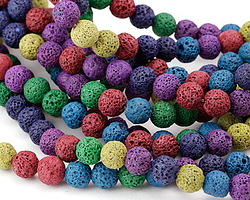 Rainbow Lava Rock Unwaxed Round 10mm