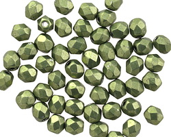 Czech Glass ColorTrends: Sueded Gold Fern Fire Polished Round 4mm