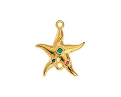 24K Gold (plated) Starfish w/ Multi-color Enamel Shapes Focal Link 19x21mm