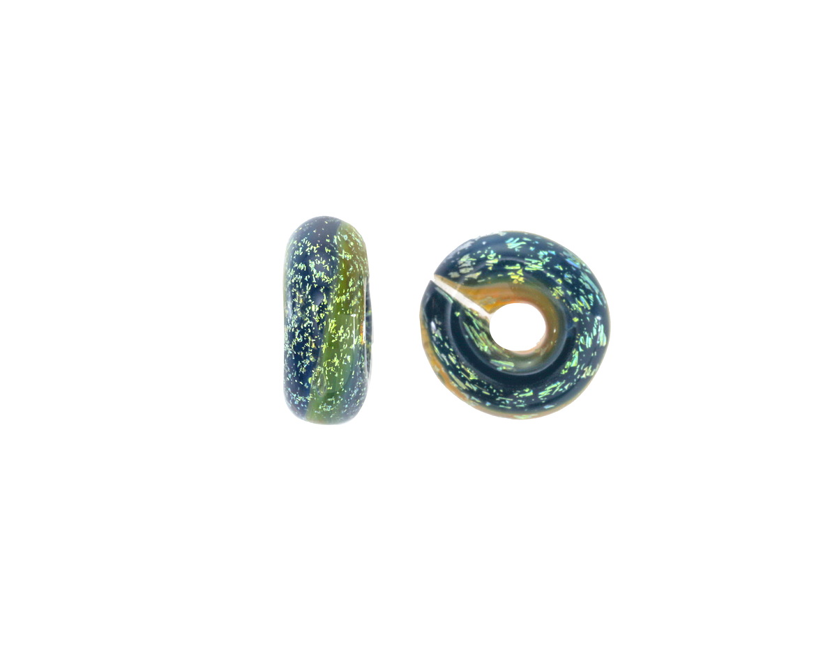 Unicorne Beads Glass Deep Lagoon Donut 4-6x9-11mm