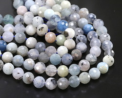 Devil Blue Aquamarine (w/ Black Tourmaline Inclusions) Faceted Round 7mm