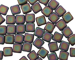 Czech Glass Matte Iris Purple Square 6mm