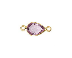 Amethyst Faceted Teardrop Link in Gold Vermeil 17x8mm