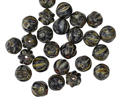 Czech Glass Jet Picasso Melon Round 6mm