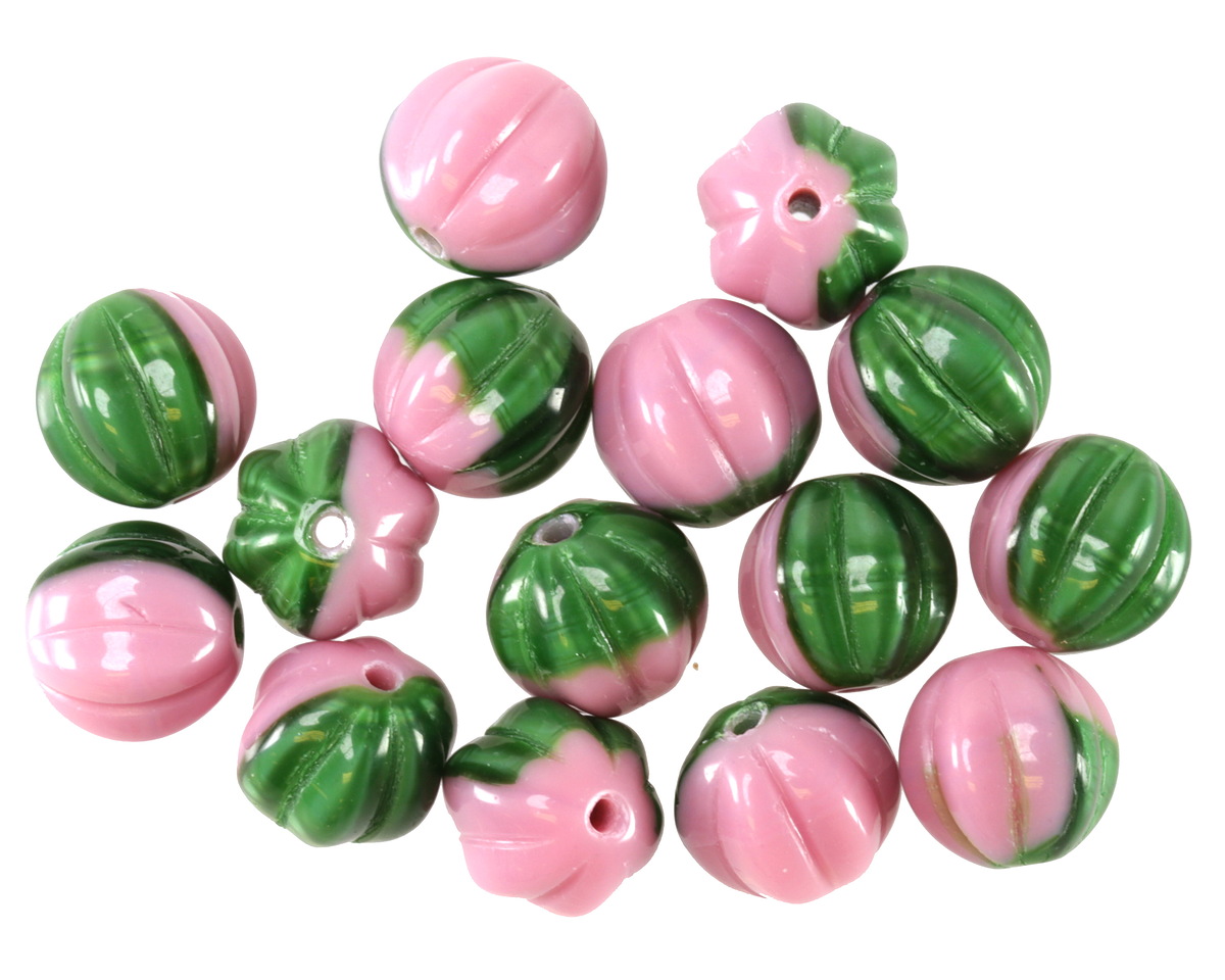 Czech Glass Pink Water Lily Melon Round 8mm