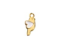 24K Gold (plated) White Enamel Love Bird Focal 12x13.5mm