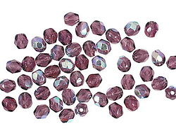 Czech Glass Amethyst AB Fire Polished Round 4mm
