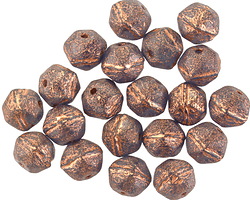 Czech Glass Textured Charcoal w/ Copper Wash English Cut Bead 7x8mm