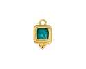 24K Gold (plated) Emerald Pearl Enamel Beaded Square Focal 10x16mm
