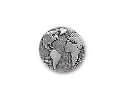TierraCast Antique Silver (plated) Earth Button 16mm