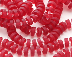 Cherry Red Beach-Style Glass Heishi 3x8mm