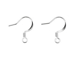 Silver (plated) Flat Earwire w/ Coil 10x17mm