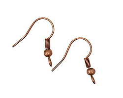Antique Copper (plated) Earwire w/ Coil & Ball 22x19mm