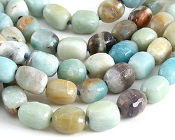 Black Gold Amazonite Faceted Nugget (Large Hole) 14-16x10-12mm