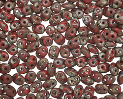 Opaque Red Picasso SuperDuo 2x5mm Seed Bead