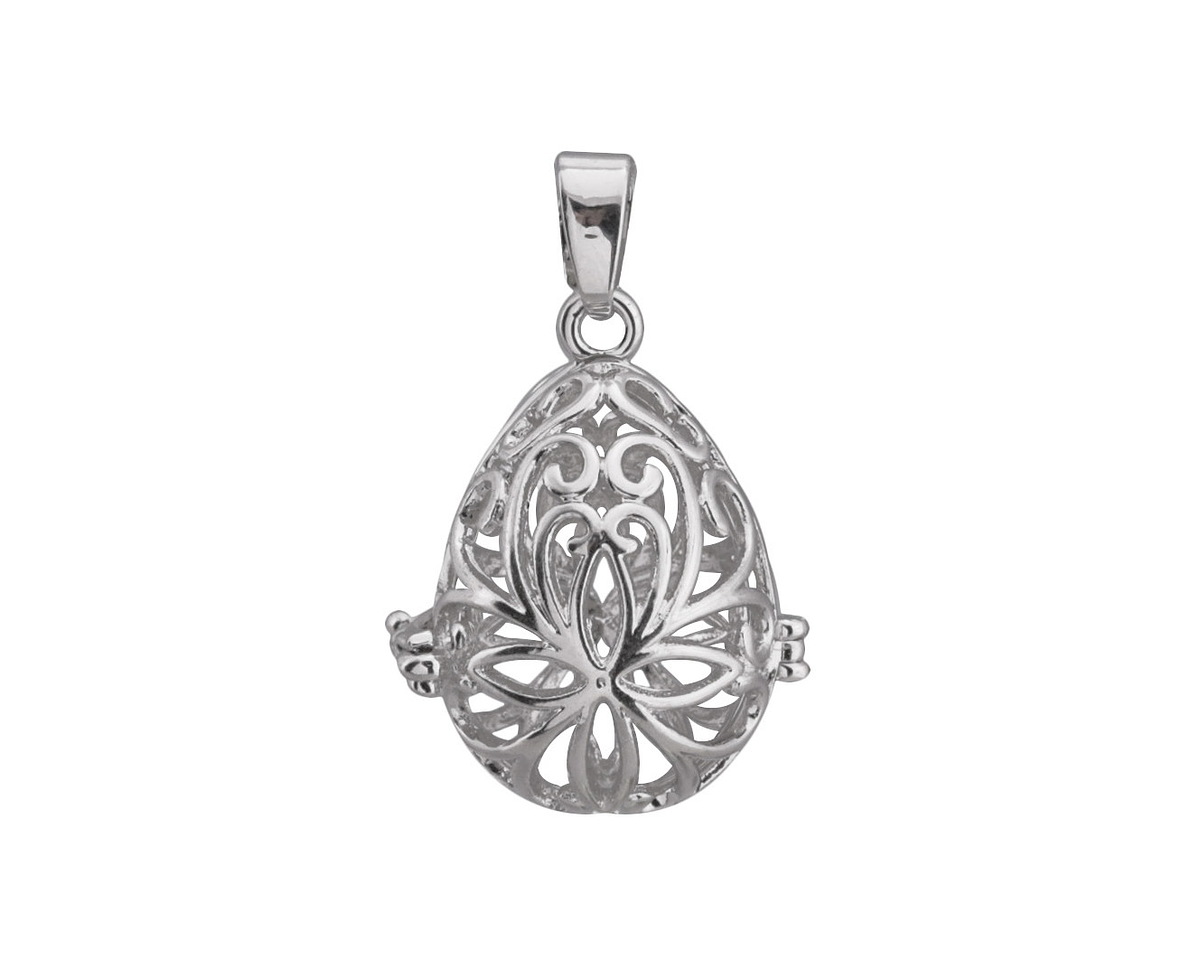 Silver Finish Filigree Teardrop Diffuser Locket 22x36mm