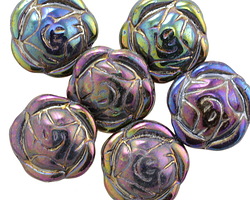 Czech Glass Iris Purple Garden Rose 16mm