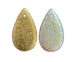 Czech Glass Textured Matte Gold and 1/2 AB Teardrop Focal 18x30mm