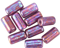 Czech Glass Oil Slick Large Hole Tube 14x7mm