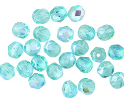 Czech Glass Aquamarine AB Fire Polished Round 6mm