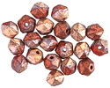 Czech Glass Textured Ruby w/ Copper English Cut Bead 7x8mm