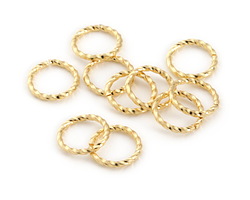 Gold (plated) Twisted Jump Ring 10mm (100 pieces)