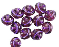 Czech Glass Textured Amethyst w/ Purple Wash UFO 10x12mm