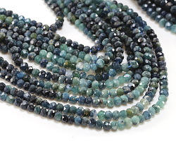 Tourmaline (A) Blue/Green Ombre Microfaceted Rondelle 3x4mm