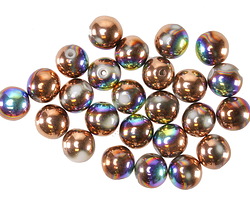 Czech Glass Bronzed White AB Round Druk 6mm