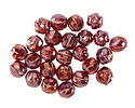 Czech Glass Ruby Red w/ Iris Luster & Copper Wash Faceted Melon 6mm