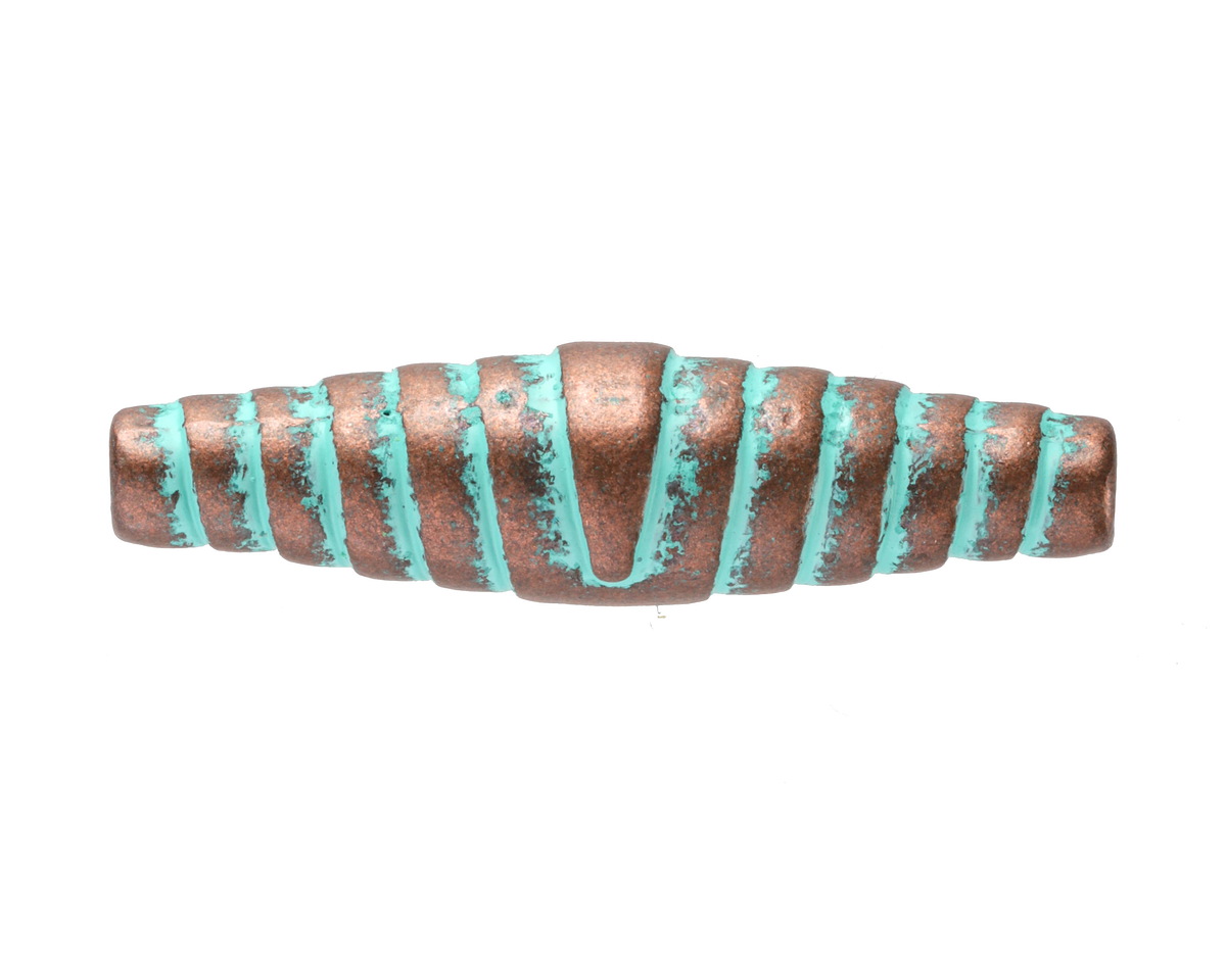 Patina Green Copper (plated) Croissant Tube 33x7mm