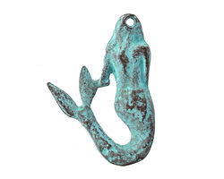 Mykonos Copper (plated) Patina Mermaid Pendant 32x47mm