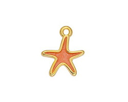 24K Gold (plated) Peach Pearl Enamel Starfish Focal 14x17mm