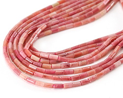 Wood Rhodonite Tube 4x2mm