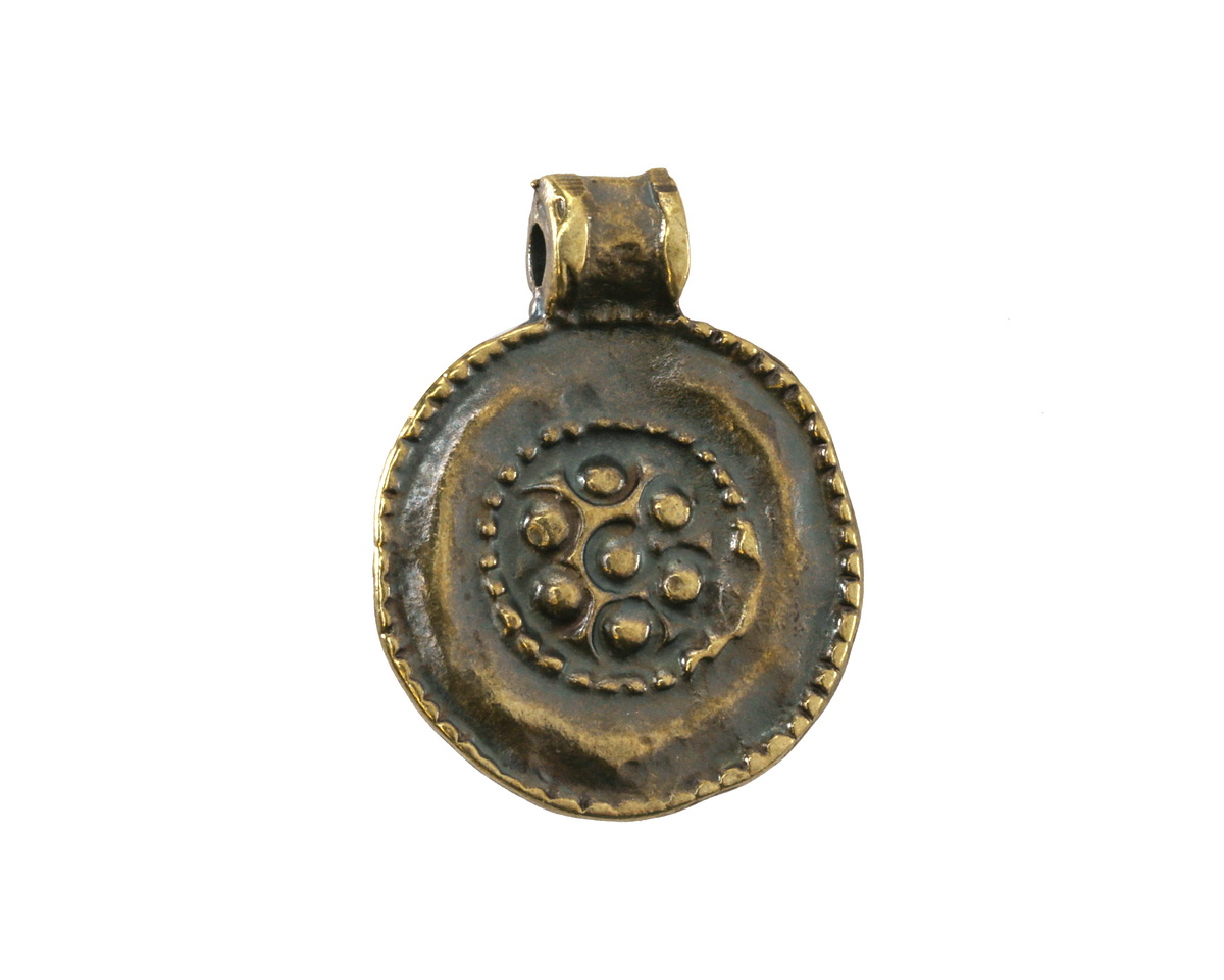 Mykonos Antique Brass (plated) Ancient Floral Medallion Pendant 19x25mm