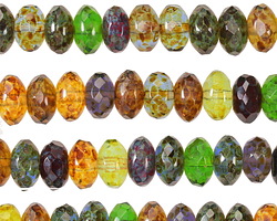 Czech Glass Forest Floor Fire Polished Rondelle 5x7mm