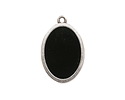 Antique Silver (plated) Jet Enamel Oval Focal 16x25mm