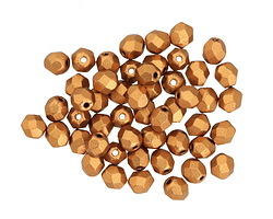 Czech Glass Matte Metallic Goldenrod Fire Polished Round 4mm