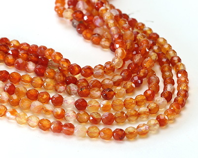 Carnelian (natural) Faceted Round 4mm