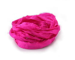 Neon Pink 100% Silk Sari Ribbon