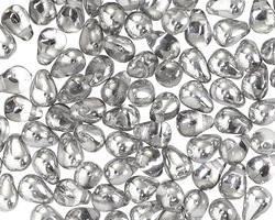 Czech Glass Crystal w/ Silver Teardrop 4x6mm